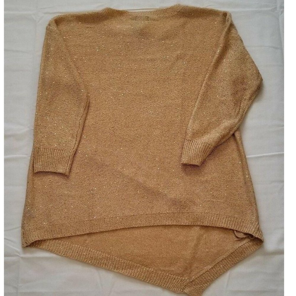 Verve Ami Women's Asymmetric Hem Shimmery Gold Pullover Sweater Plus Size 2X NWT - Picture 10 of 12